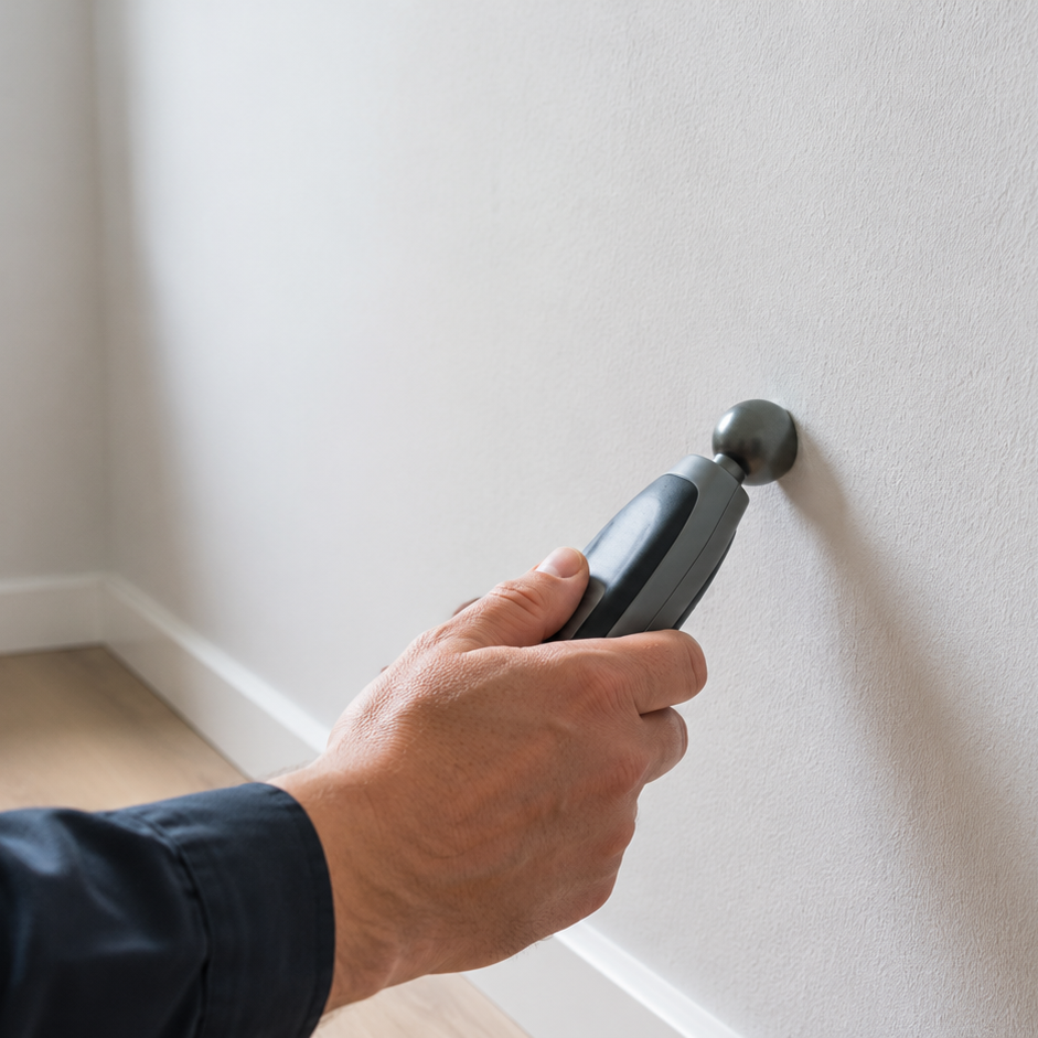 Kapazitive Feuchtigkeitsmessung an einer Wand im Sockelbereich